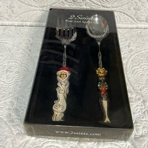 2 Saints fork and spoon‎ holiday set, new